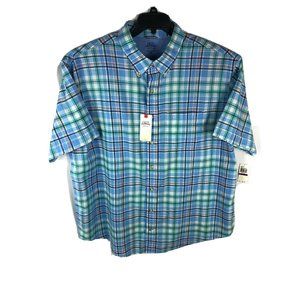 Izod Men's 2XL Short Sleeve Button Up Multicolor Cotton Casual Adult Shirt A21